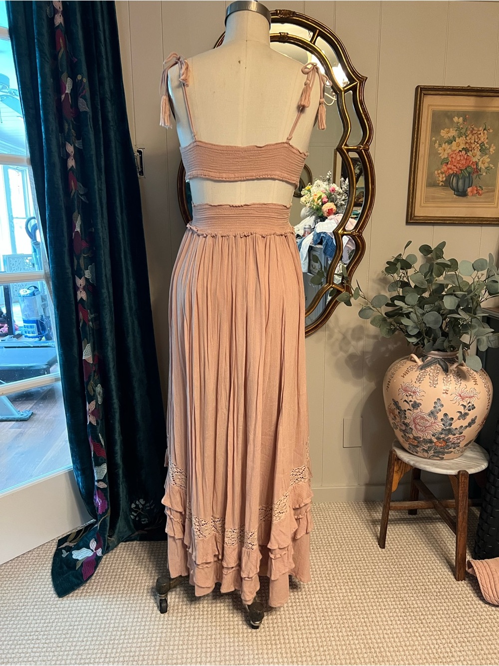 Free People Dusty Rose Lace-Trim Maxi Dress - Picture 4 of 10